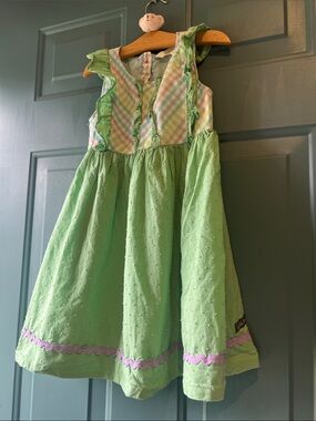 Matilda Jane Light Green Dress with Pastel Gingham Bodice